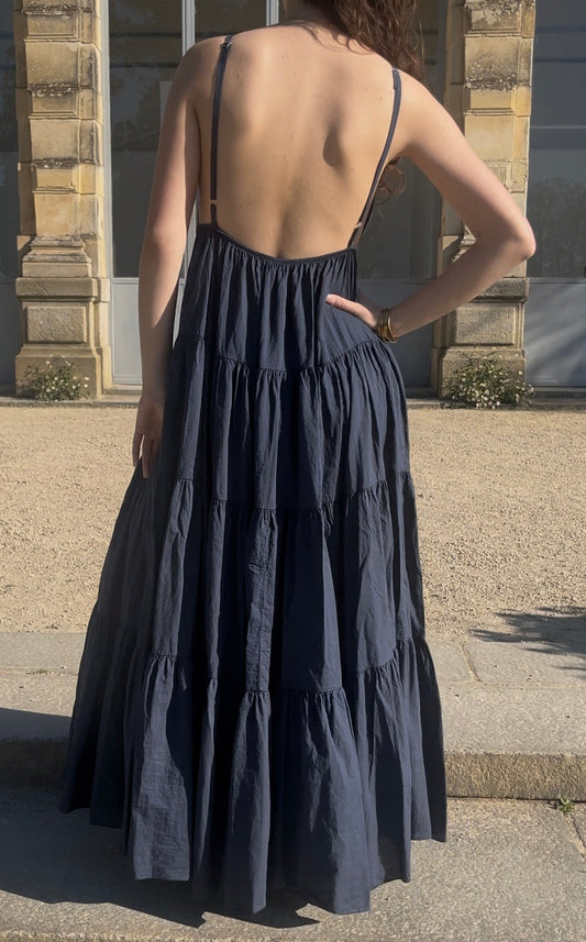 Robe longue avec broche soleil Lisa